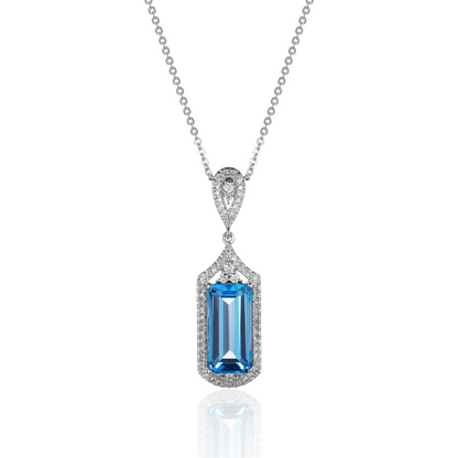 Royale Blue Topaz Emerald Cut Necklace