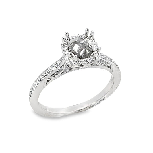 Kirkland Jewelry Estate | 18K White Gold Diamond Semi-Mount Ring