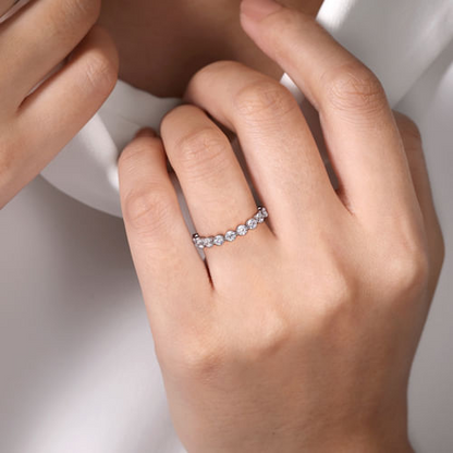 14K White Gold Single Prong Diamond Anniversary Band