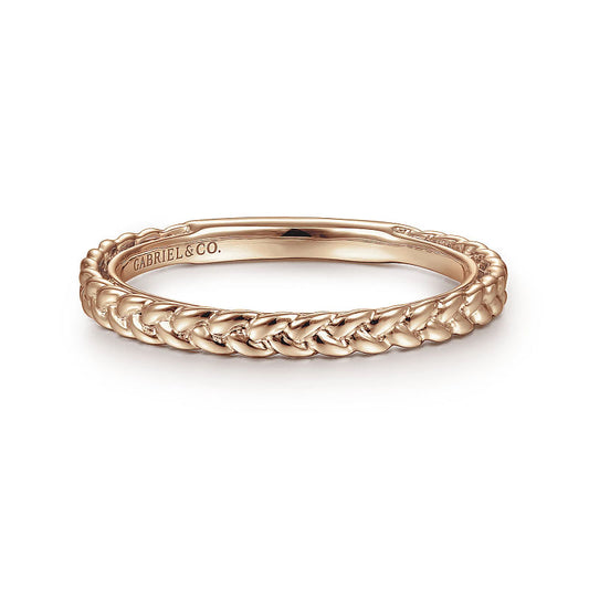 14K Rose Gold Braided Stackable Ring