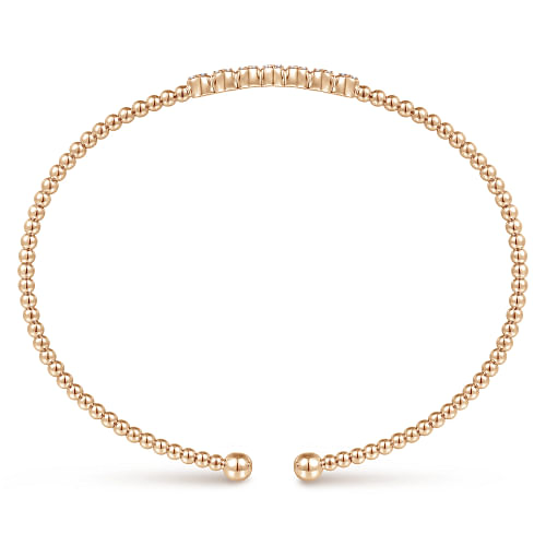 Gabriel & Co | 14K Rose Gold Bujukan Bead and Cluster Diamond Bangle