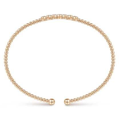 14K Rose Gold Bujukan Bead and Cluster Diamond Bangle