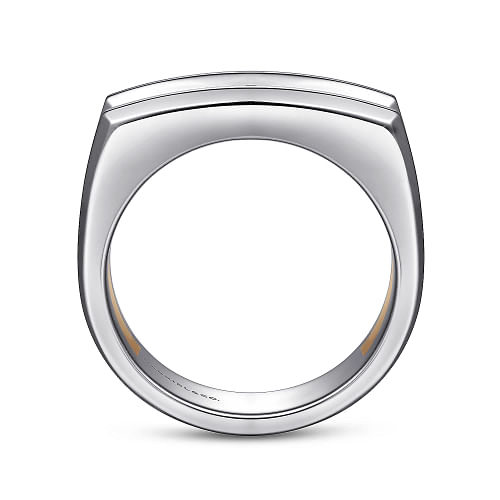 Gabriel & Co | 14K Rose-White Gold Faceted Ring in High Polished Finish