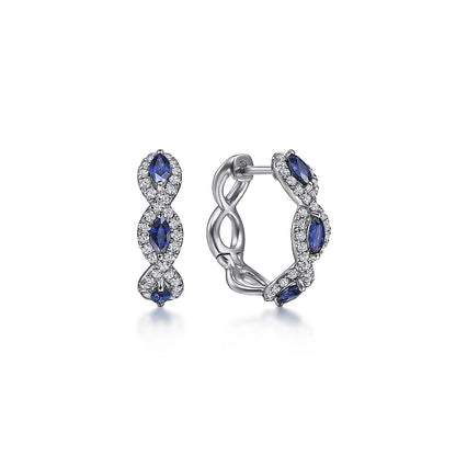 Gabriel & Co | 14K White Gold 15mm Diamond and Sapphire Earrings