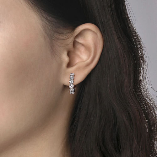 Gabriel & Co | 14K White Gold 20mm Diamond Hoop Earrings