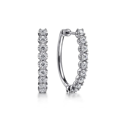 Gabriel & Co | 14K White Gold 30mm Diamond Hoop Earrings