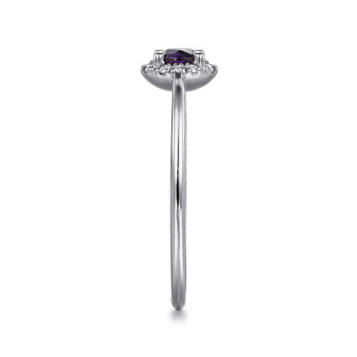 Gabriel & Co | 14K White Gold Amethyst and Diamond Halo Promise Ring