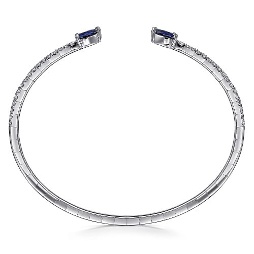 Gabriel & Co | 14K White Gold Arrow Sapphire and Diamond Cuff Bracelet