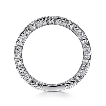 Gabriel & Co | 14K White Gold Baguette and Round Diamond Ring