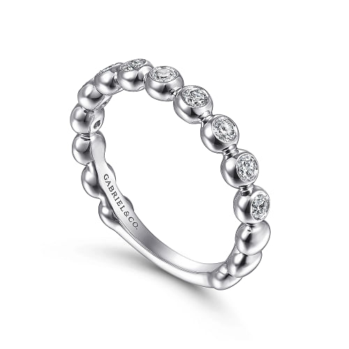 14K White Gold Bezel Set Diamond Ring Band