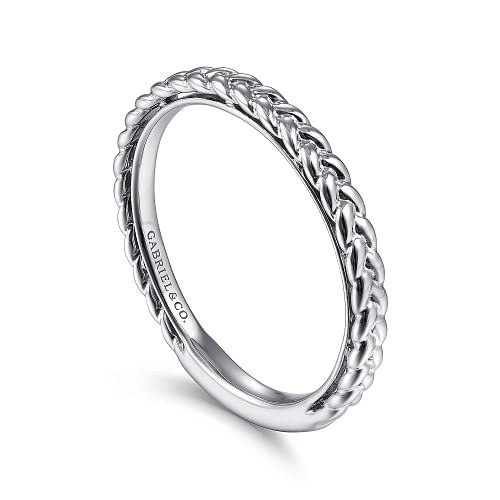 14K White Gold Braided Stackable Ring