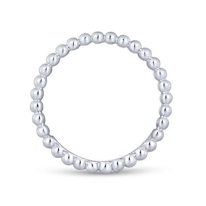 14K White Gold Bujukan Beaded Stackable Ring