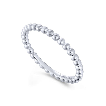 14K White Gold Bujukan Beaded Stackable Ring