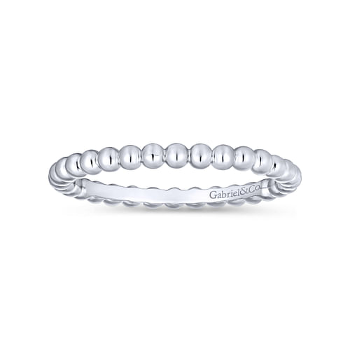 14K White Gold Bujukan Beaded Stackable Ring