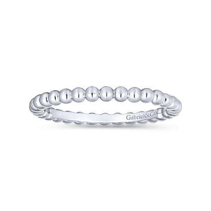 14K White Gold Bujukan Beaded Stackable Ring