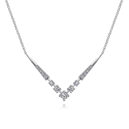 Gabriel & Co | 14K White Gold Diamond Chevron Necklace