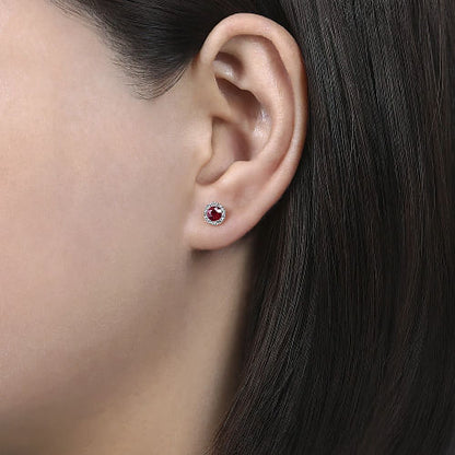 Gabriel & Co | 14K White Gold Diamond and Ruby Stud Earrings