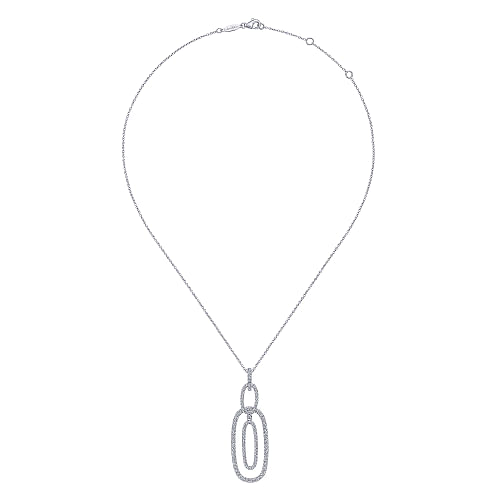 Gabriel & Co | 14K White Gold Interlocking Diamond Pave Ovals Pendant Necklace