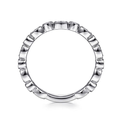 Gabriel & Co | 14K White Gold Marquise and Round Station Diamond Ring