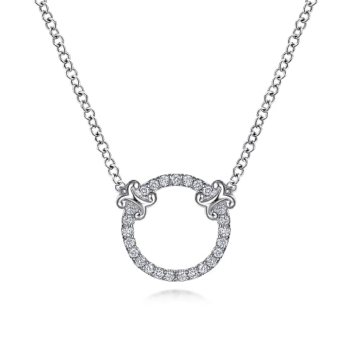 Gabriel & Co | 14K White Gold Open Diamond Circle Pendant Necklace