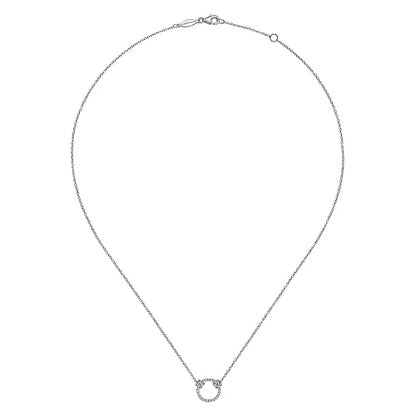 Gabriel & Co | 14K White Gold Open Diamond Circle Pendant Necklace