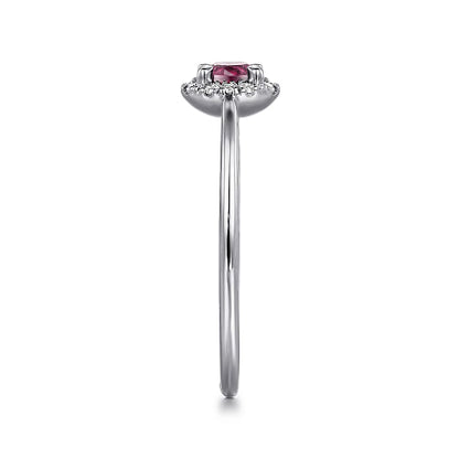 Gabriel & Co | 14K White Gold Pink Tourmaline and Diamond Halo Promise Ring