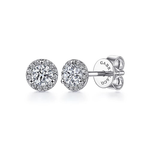 14K White Gold Diamond and White Sapphire Stud Earrings