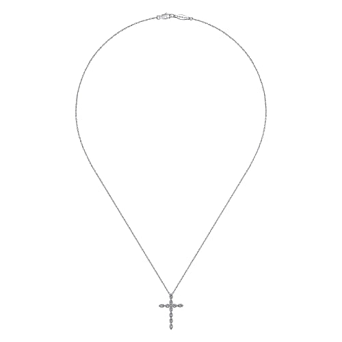 Gabriel & Co | 14K White Gold Segmented Diamond Cross Necklace