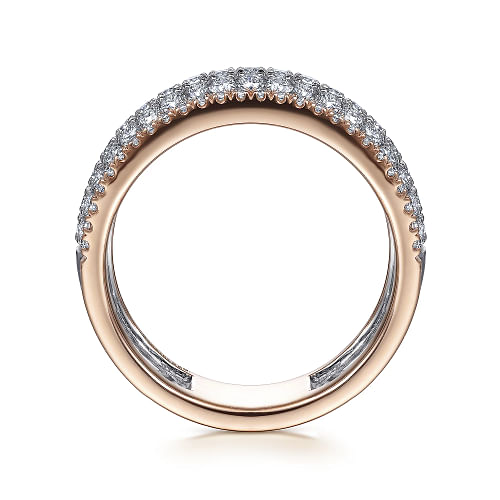 Gabriel & Co | 14K White-Rose Gold Pave Diamond Wide Band Ring