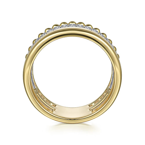 14K White-Yellow Gold Diamond Bujukan Easy Stackable Ring