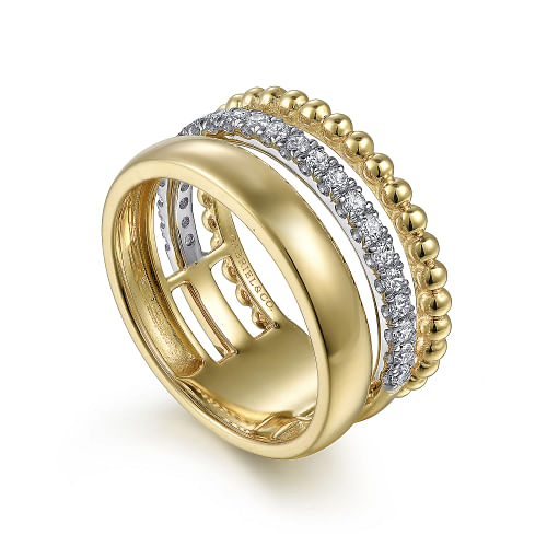 Gabriel & Co | 14K White-Yellow Gold Diamond Bujukan Easy Stackable Ring