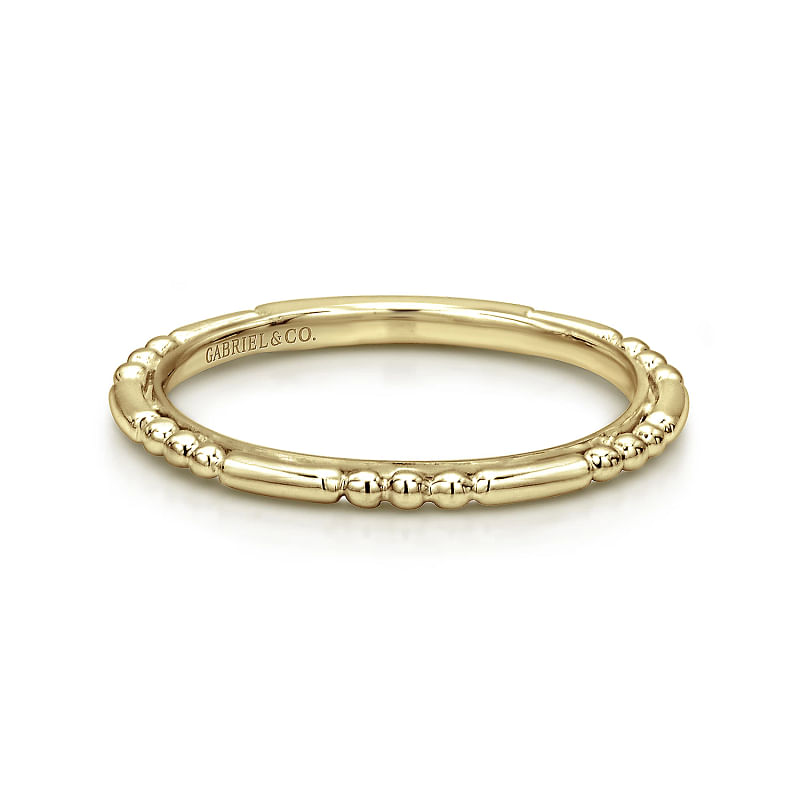 Gabriel & Co | 14K Yellow Gold Ball and Bar Station Stackable Ring