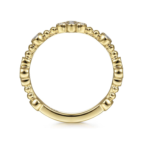 Gabriel & Co | 14K Yellow Gold Bezel Set Diamond Quatrefoil Station Ring