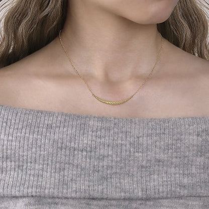 Gabriel & Co | 14K Yellow Gold Curved Bar Necklace