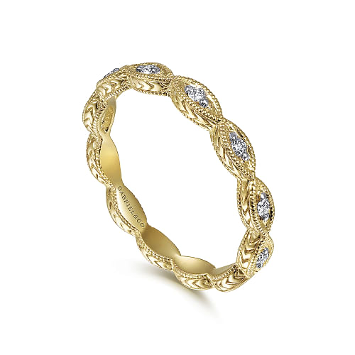 Gabriel & Co | 14K Yellow Gold Diamond Bujukan Marquise Station Ring