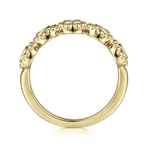 14K Yellow Gold Diamond Round Shape Bujukan Stackable Ring