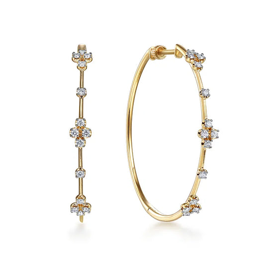 Kirkland Jewelry Estate | 14K Yellow Gold Prong Set 40mm Diamond Hoops