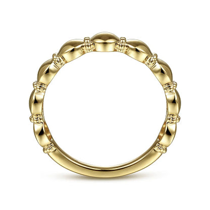 14K Yellow Gold Round Station Stackable Ring