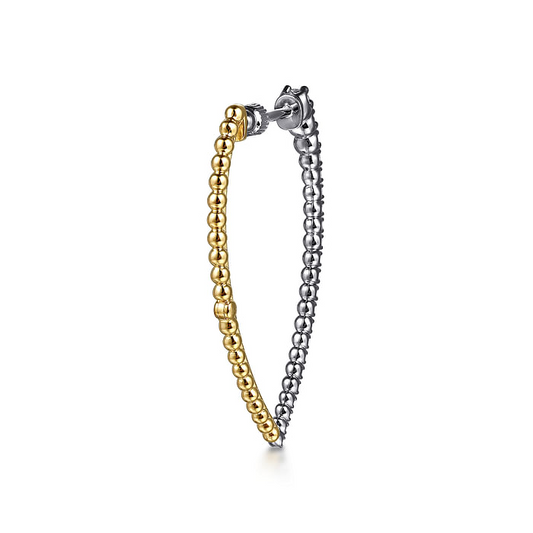 14K White and Yellow Gold Bujukan and Graduating Diamond Classic Hoop Earrings