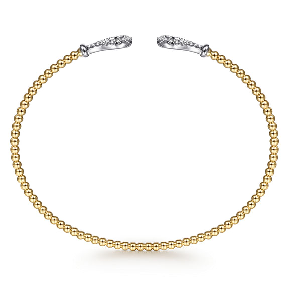 14K Yellow-White Gold Bujukan Diamond Teardrops Bangle