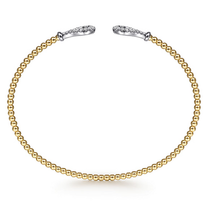 14K Yellow-White Gold Bujukan Diamond Teardrops Bangle