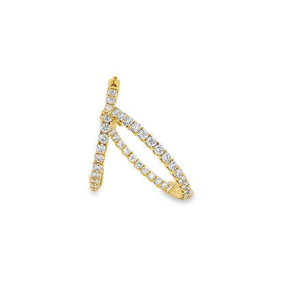 14K Yellow Gold Inside Out Diamond Hoop Earrings