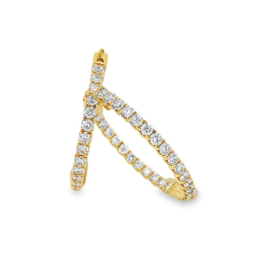 14K Yellow Gold Inside Out Diamond Hoop Earrings