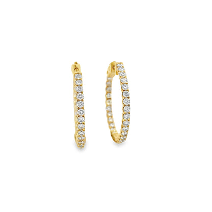 14K Yellow Gold Inside Out Diamond Hoop Earrings