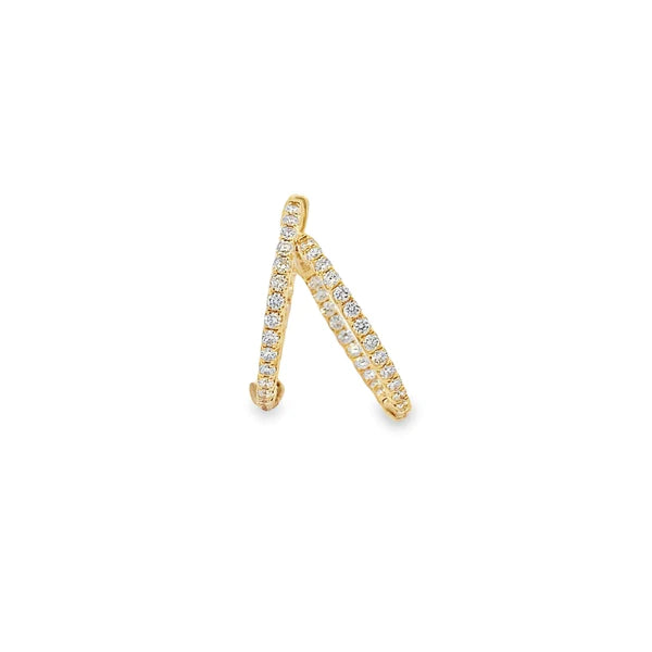 14K Yellow Gold Inside Out Diamond Hoops - 0.95ct