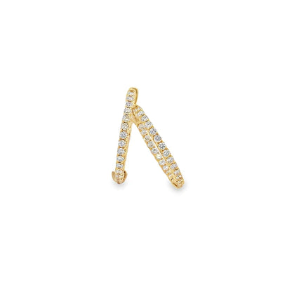 14K Yellow Gold Inside Out Diamond Hoops - 0.95ct