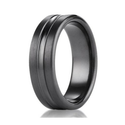 Benchmark | Black Titanium Wedding Band with High Polished Center