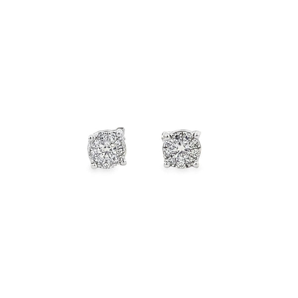 14K White Gold Diamond Cluster Stud Earrings - 0.58ct