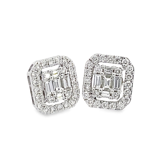 Stern International | 14 White Gold Diamond Stud Earrings