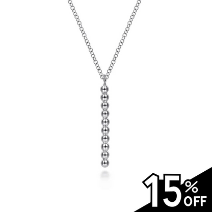 925 Sterling Silver Vertical Bar Bujukan Bead Necklace